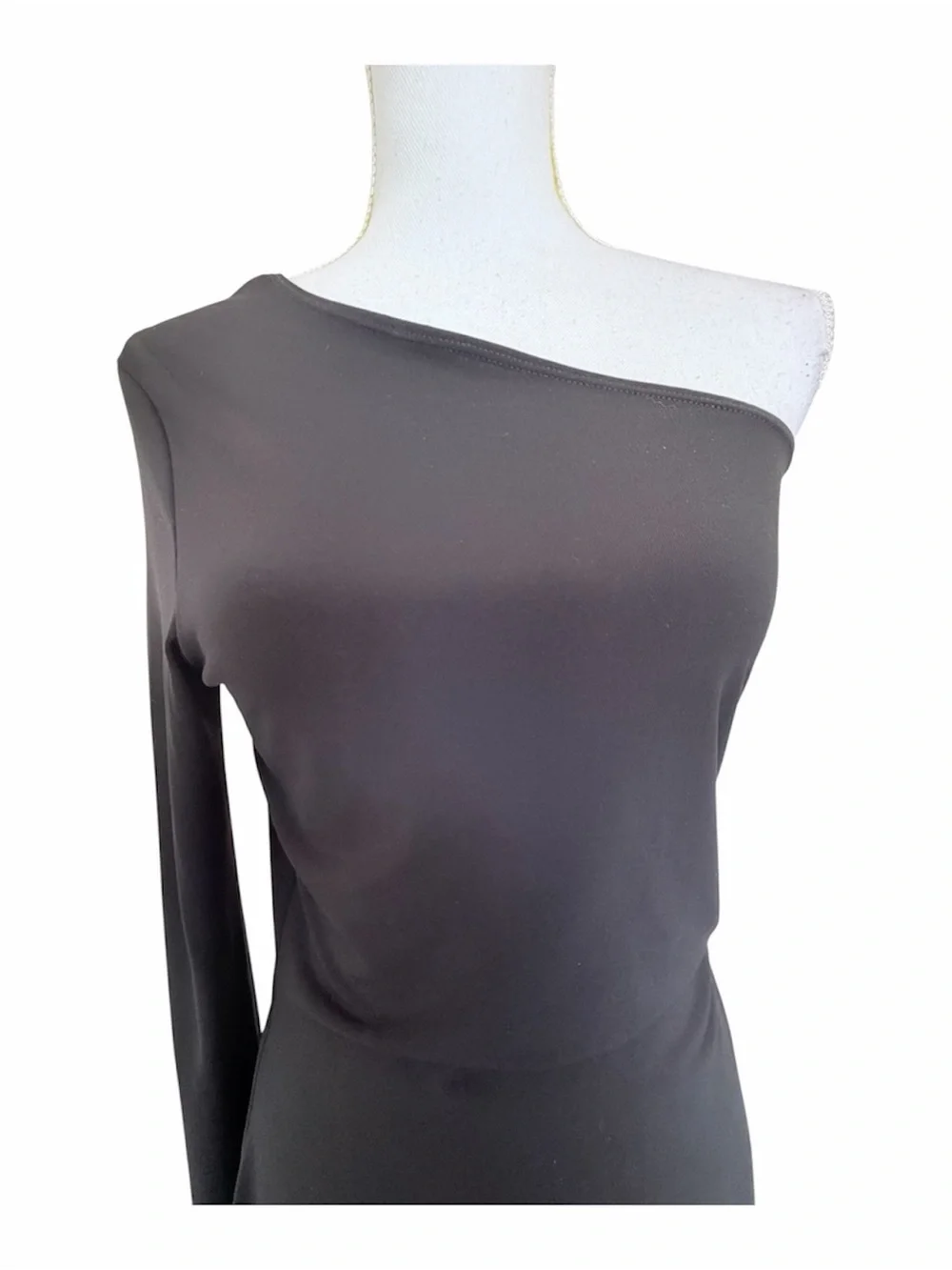 Laundry By Shelli Segal One-Shoulder Black Midi Dress Size 10 - Picture 2 of 10